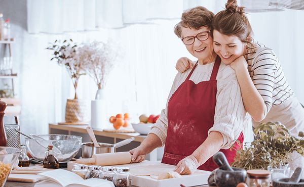 Mother and Daughter baking for holidays
